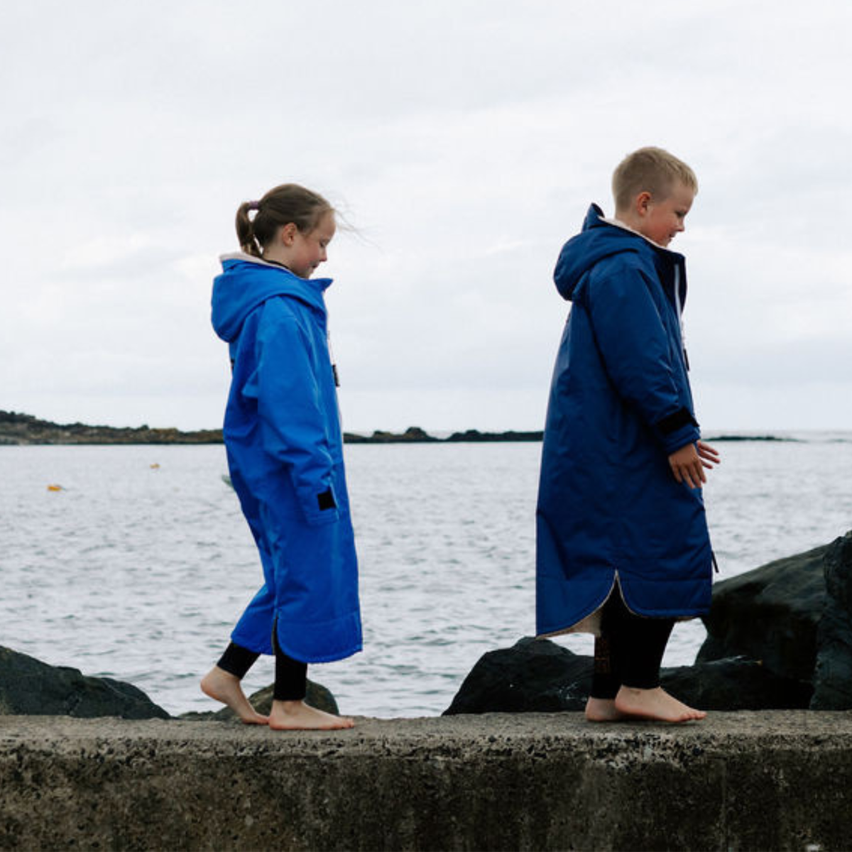 Kids Blue and Navy Waterproof Coat & Changing Robe in One