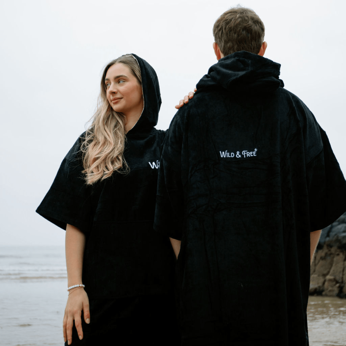 His and Hers Wild & Free Outdoors Adult Towel Robe | Luxury Changing Robe & Coat in One 